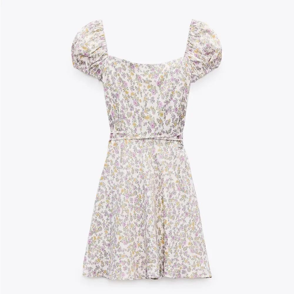 ZARA SATIN EFFECT PRINT DRESS - Picture 12 of 15